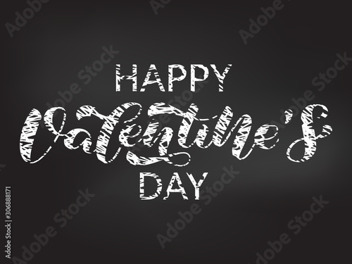 Happy Valentine's Day brush lettering. Vector illustration for card