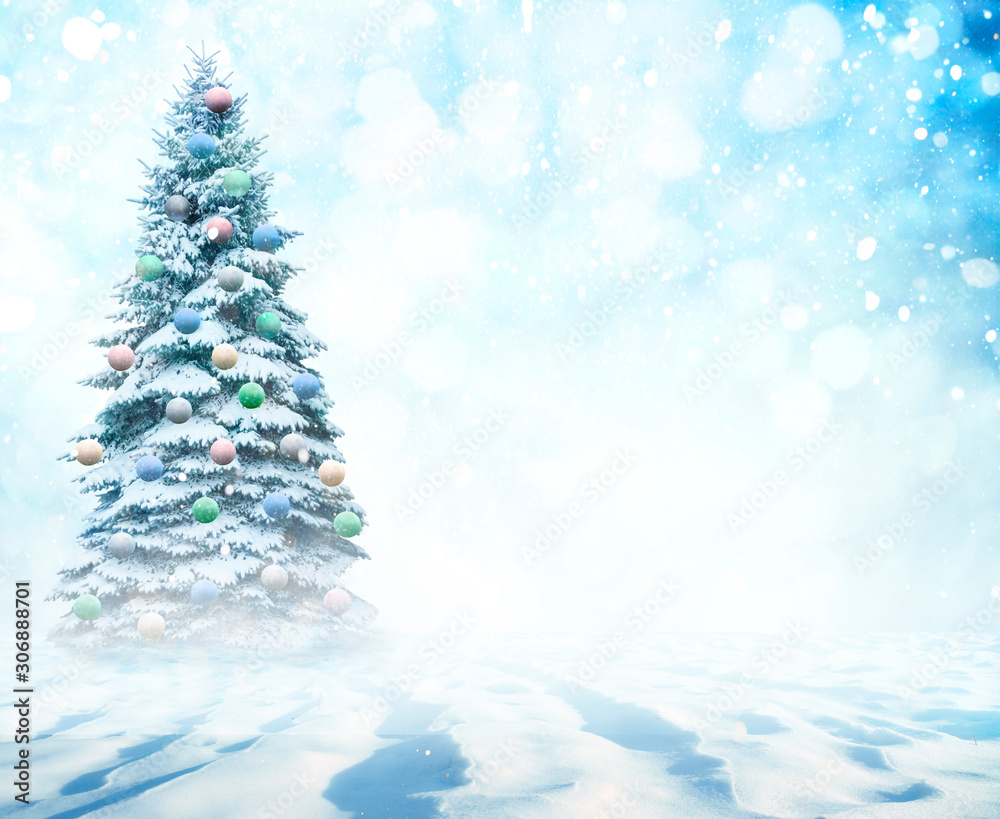 Christmas landscape with snow and fir trees. Christmas landscape with snow and fir trees.
