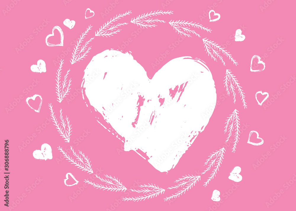 Hand drawn grunge hearts. Vector illustration hearts. Valentine's day. 