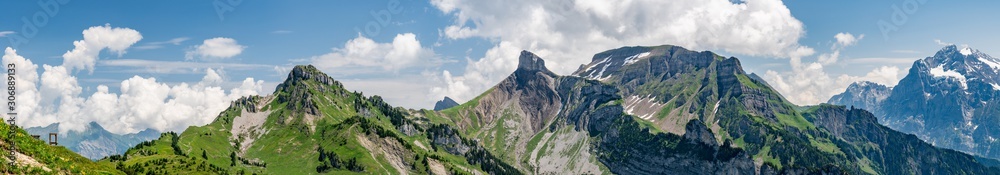 Switzerland, Panoramic view on green Alps from Schynige Platte Switzerland, Panoramic view on green Alps from Schynige Platte