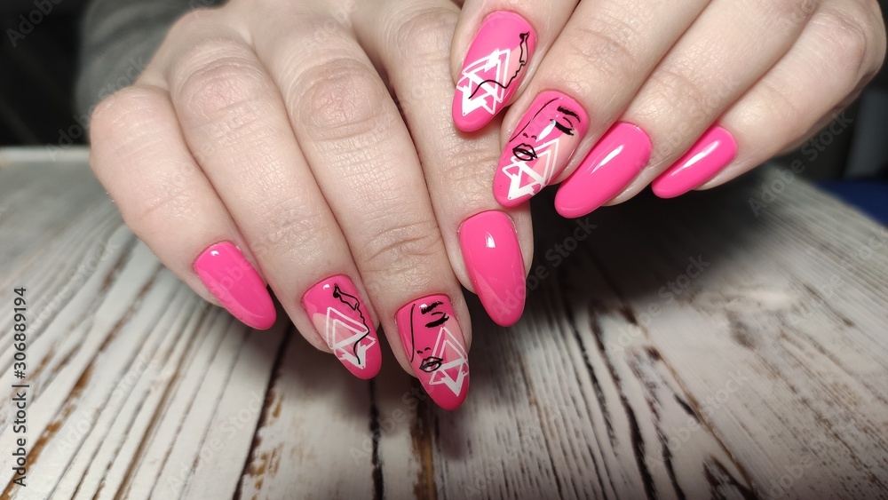 sexy pink manicure on long beautiful nails sexy pink manicure on long beautiful nails
