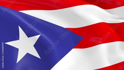 Photo realistic slow motion 4KHD flag of the Puerto Rico waving in the wind.  Seamless loop animation with highly detailed fabric texture in 4K resolution.