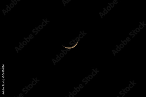 Moon - waning crescent, 10% surface visible,Fingernail Moon.