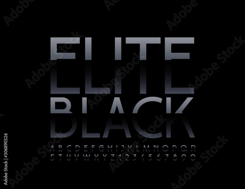 Vector Elite Black Font. Elegant slim Alphabet Letter and Numbers.