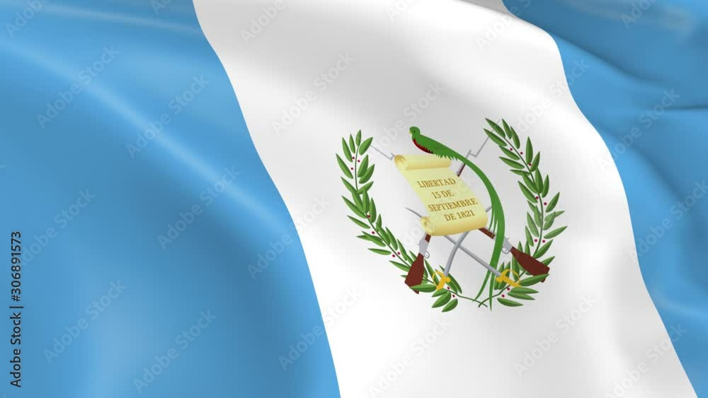 Photo realistic slow motion 4KHD flag of the Guatemala waving in the wind.  Seamless loop animation with highly detailed fabric texture in 4K resolution.
