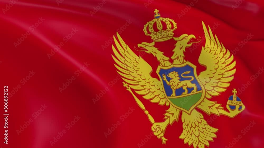 Photo realistic slow motion 4KHD flag of the Montenegro waving in the wind. Seamless loop animation with highly detailed fabric texture in 4K resolution. Photo realistic slow motion 4KHD flag of the Montenegro waving in the wind. Seamless loop animation with highly detailed fabric texture in 4K resolution.