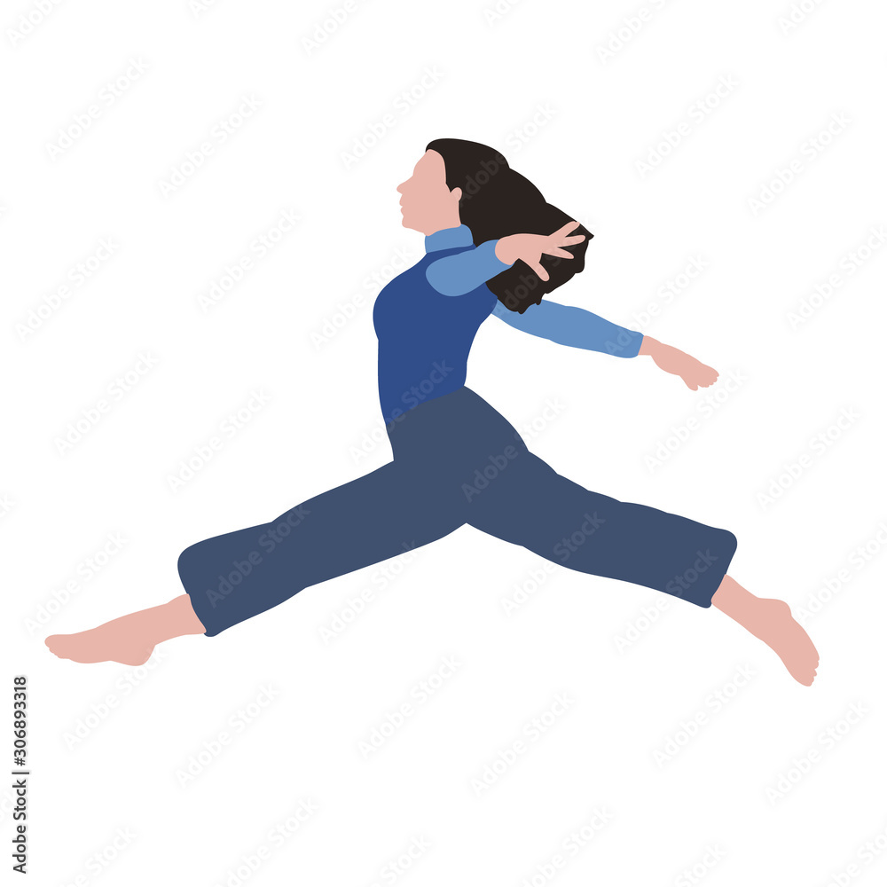 vector, on a white background, without face, dancing girl in a flat style