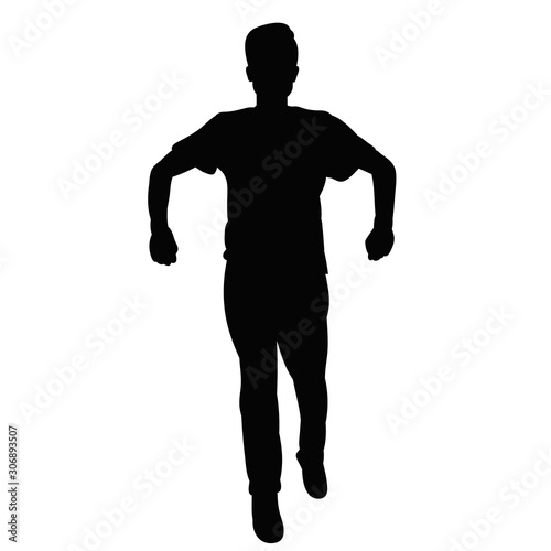 vector  on a white background  black silhouette of a dancing guy