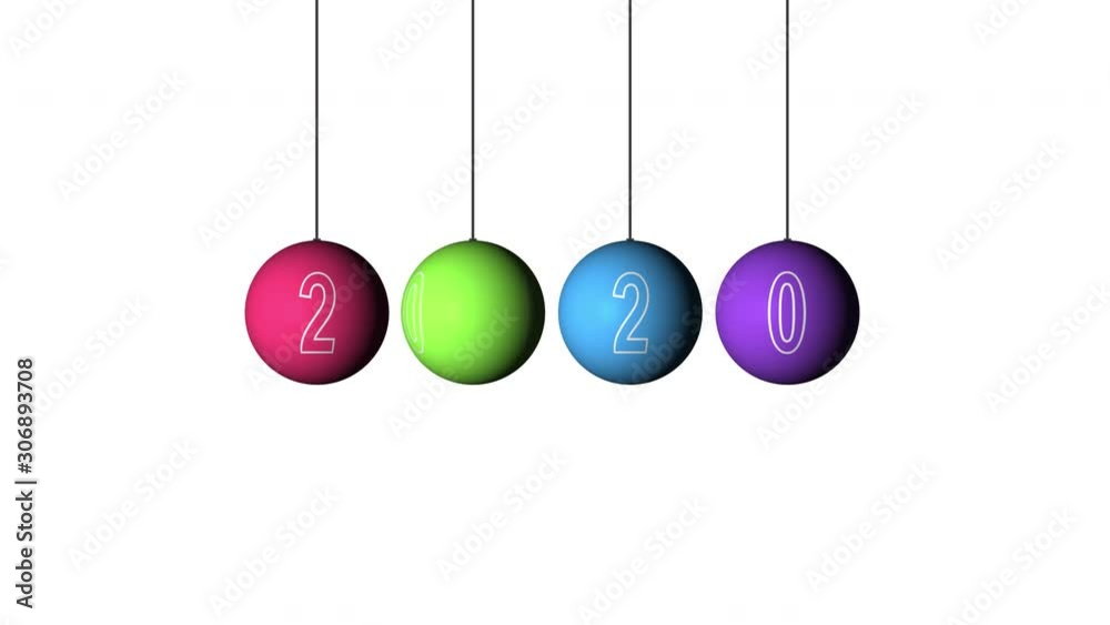 Set Looping realistic animation of the Christmas and New Year multicolored Balls and text 2020. Rotating decoration on white background. Merry Christmas and a Happy New Year! Set Looping realistic animation of the Christmas and New Year multicolored Balls and text 2020. Rotating decoration on white background. Merry Christmas and a Happy New Year!