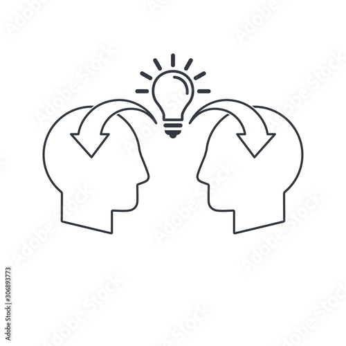 General idea. Cooperation. Vector linear icon on a white background.