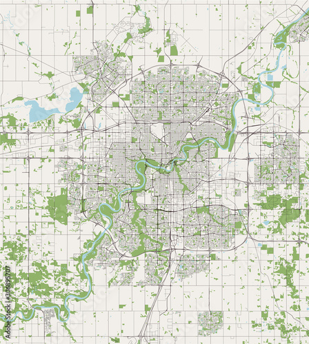map of the city of Edmonton  Canada
