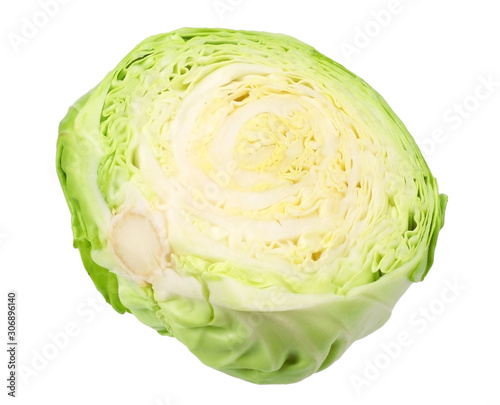 Cut of green cabbage isolated on white background © Dmytro