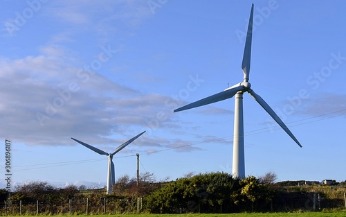 Wind turbine on a field in Anglesey