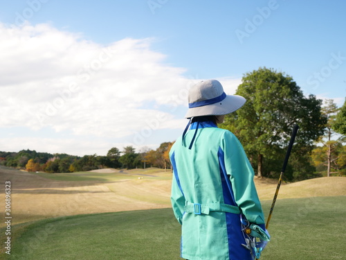 ゴルフ, キャディー, フェアウェイ, 女性, ゴルフをする, 人 photo
