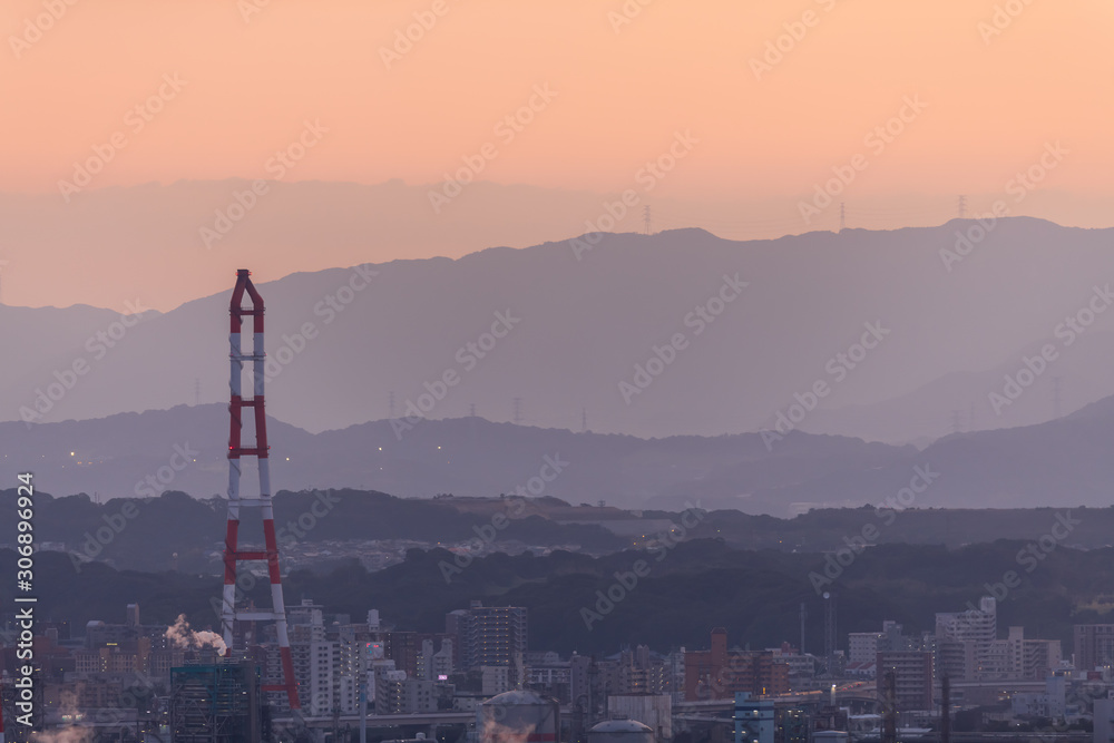 Fototapeta premium 北九州工業地帯の夕焼け【福岡県北九州市】