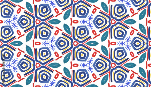 Wallpaper Mural Embroidery in the traditions of Peru, Aztecs and Maya. Geometric folk ornament fabric.  Colorful seamless pattern in Spanish, Mexican, African,  American Indian rug. Tribal embroidery. Old carpet. Torontodigital.ca