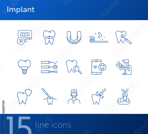Implant icons. Set of line icons