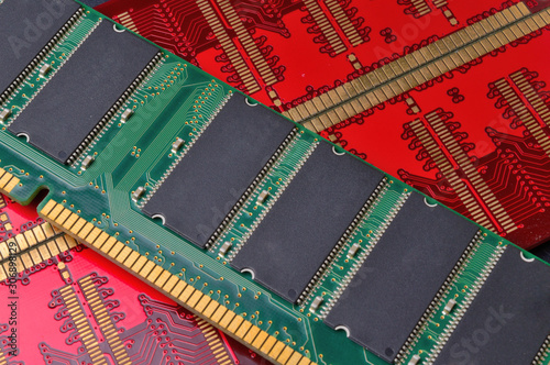 multi-colored strips of random access memory.