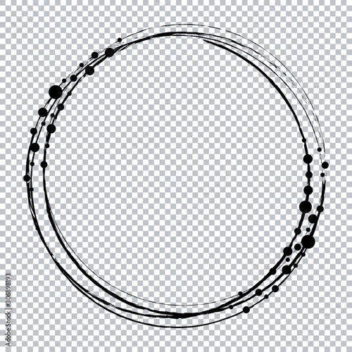 round brush frame on transparent background