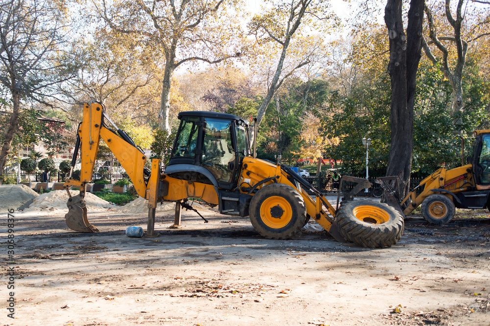 An excavator in the park