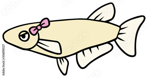 シンプルなメスのメダカのイラスト_怒り顔2