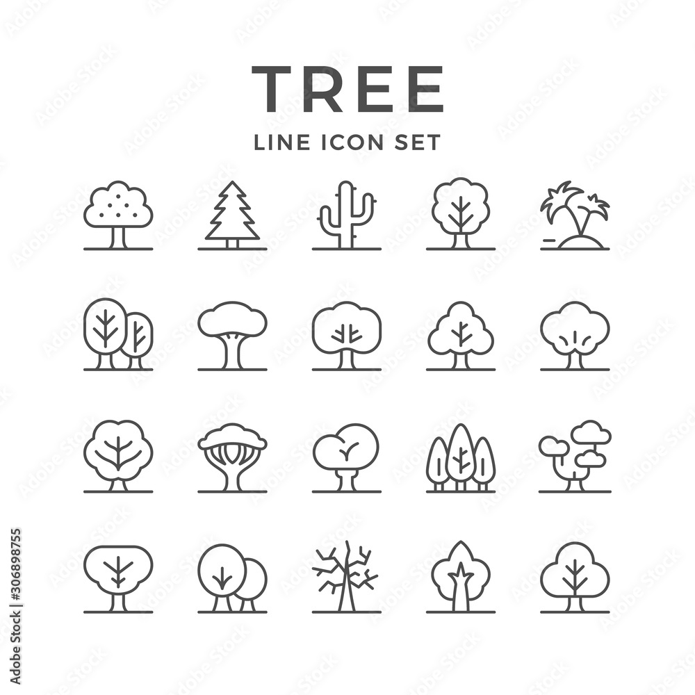 Set line icons of tree