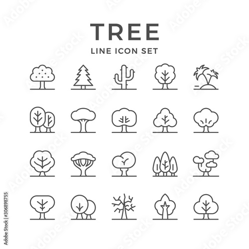 Set line icons of tree