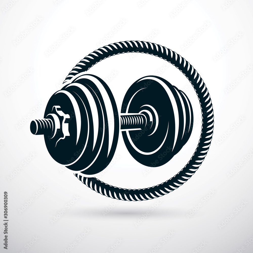 Dumbbell with disc weight vector illustration. Gym and bodybuilding sport equipment. Dumbbell with disc weight vector illustration. Gym and bodybuilding sport equipment.