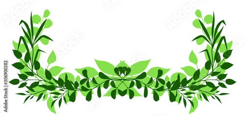 Sprigs with green leaves design element.