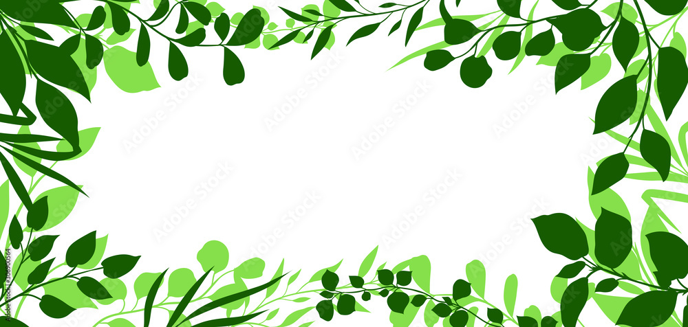 Frame of sprigs with green leaves. Frame of sprigs with green leaves.