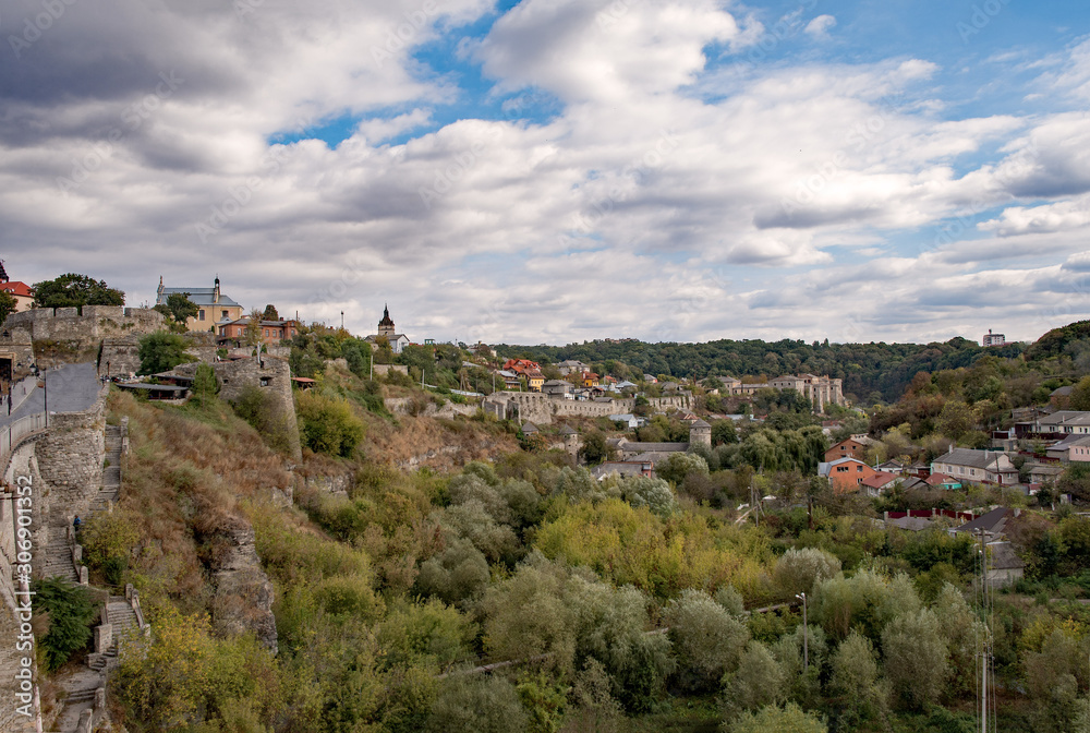Panoramablick über Kamianets-Podilskyi in der Ukraine 