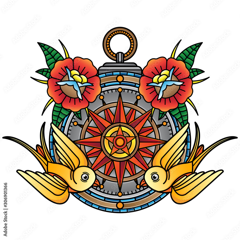 45 Compass Tattoo High Res Illustrations  Getty Images