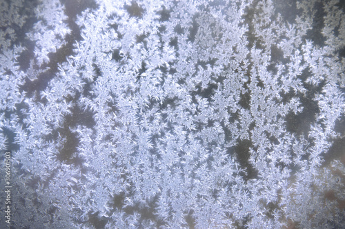 Rime on the glass. Beautiful winter abstract natural background © natalylad