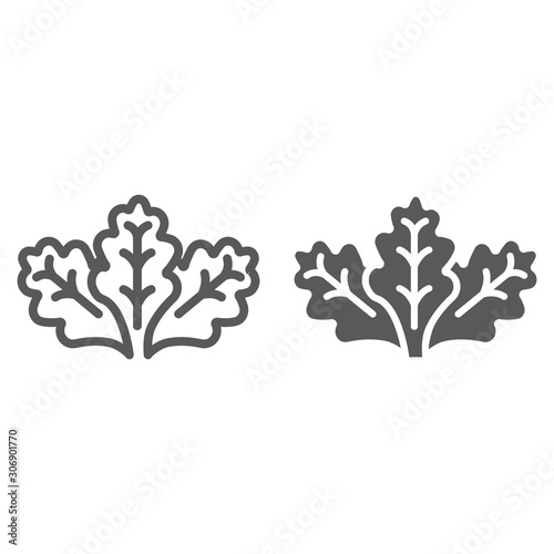 Lettuce line and glyph icon, vegetable and organic, salad sign, vector graphics, a linear pattern on a white background.