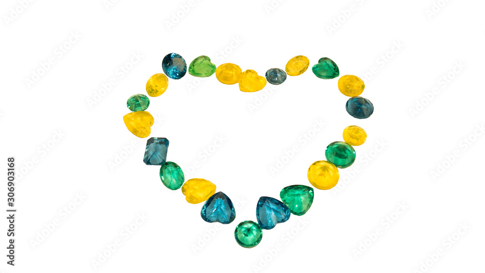Gemstone heart on white background Gemstone heart on white background
