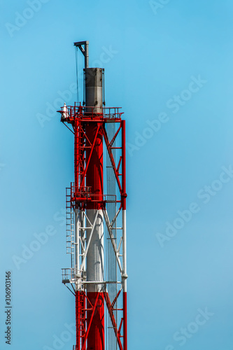 oil and gas processing facilities in white and red colours