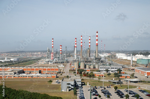 Aerial view of oil refinery. Petrogal, Leça da Palmeira, Porto, Portugal.