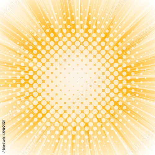 Abstract sunburst vector background. Halftone dotted effect with copy space. Vector template for banners, posters, etc.
