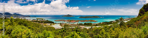 Beautiful panoramic view of Eden Island, Mahé, Seychelles, Indian ocean © OneClic