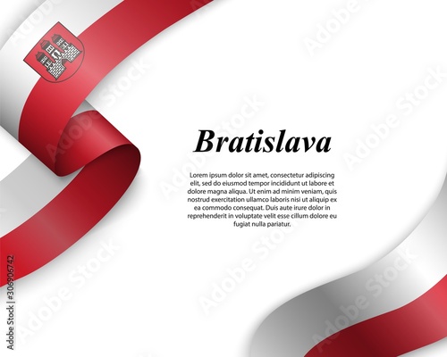 Canvas Print Waving ribbon with flag of bratislava