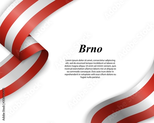 Waving ribbon with flag of brno