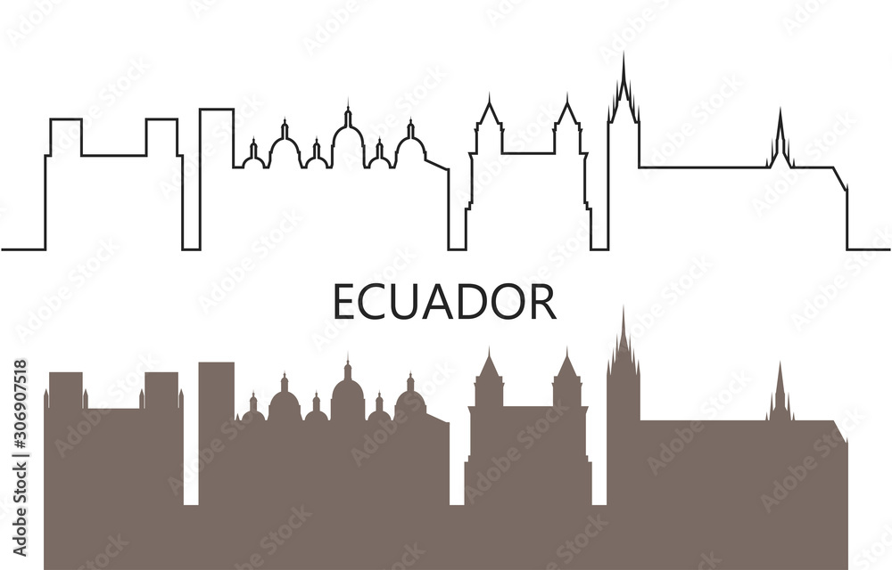 Ecuador logo. Isolated Ecuadorian architecture on white background