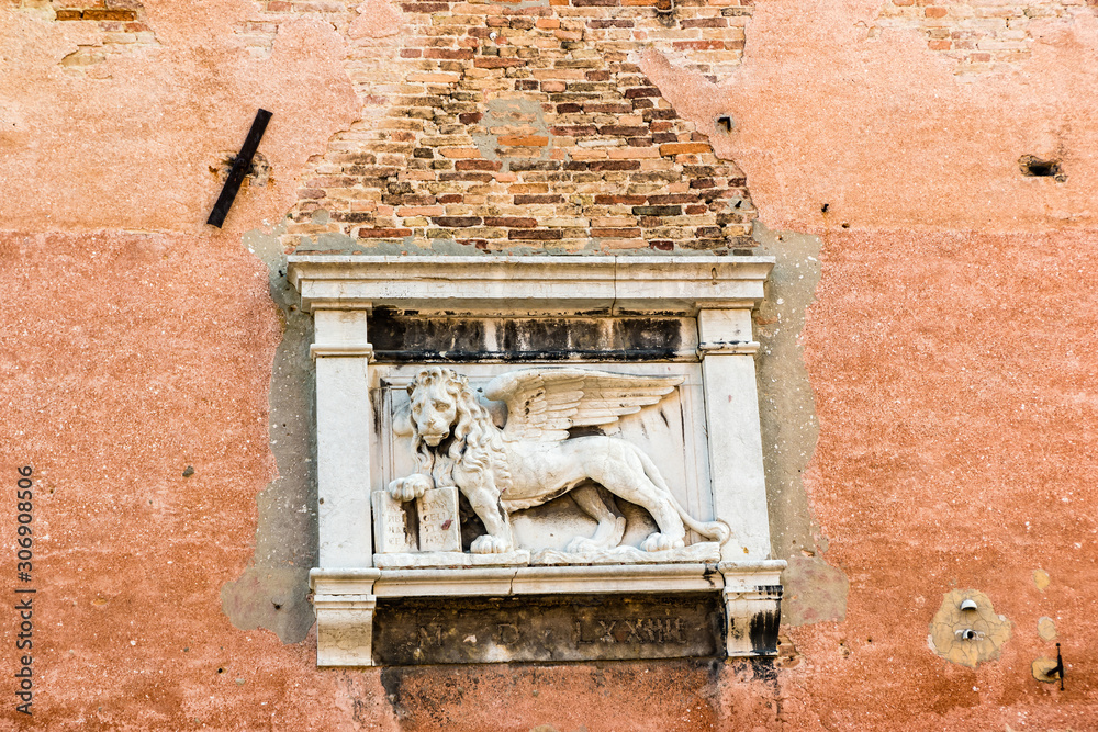 Lion of Venice, located in Castello Sestiere in Venice, Italy