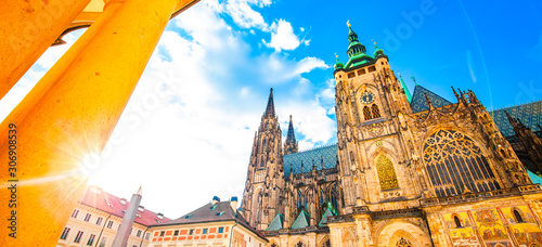 Photography Wide panoramic view of St Vitus Cathedral, Prague