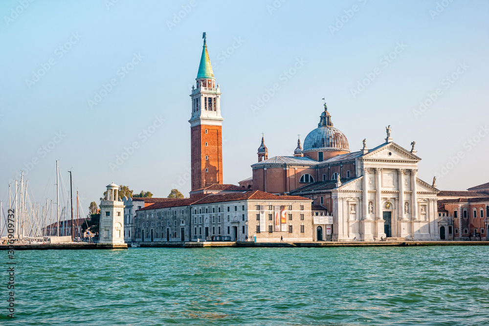 Obraz Bell tower and church of Saint George also called San Giorgio Maggiore in Venice, Italy
