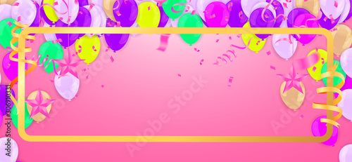 Celebration & Happy birthday banner and balloons colourful isolated on background