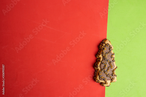 Christmas tree-shaped Christmas cookie with chocolate