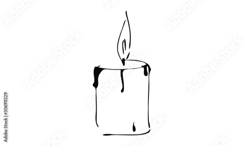 hand-drawn  candle . stylized vintage Doodle art. Christmas clipart. use as a print, ornament, pattern, postcard 