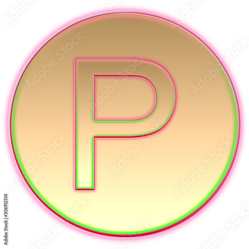 Neon Gold Coin Letter - P