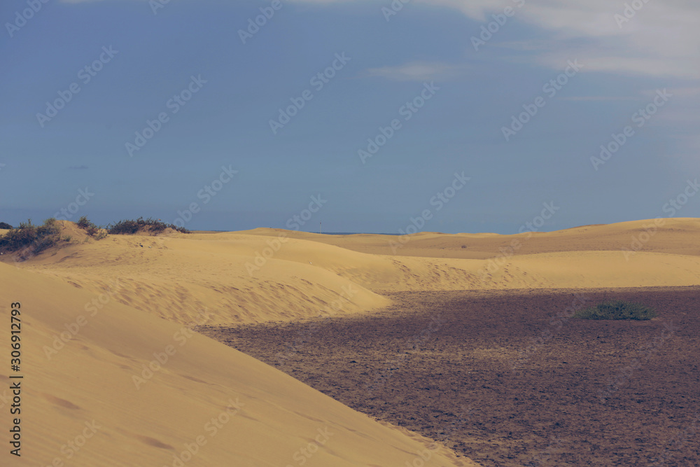 Big Sand Dunes in the desert of Canary island